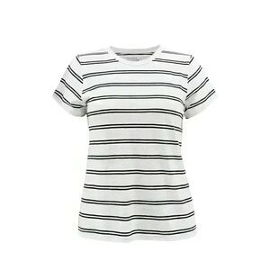 Time & Tru Women's Vivid White/Black Soot Cotton/Poly Striped T-Shirt NEW